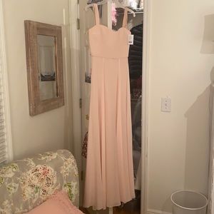 Flat chiffon blush dress.